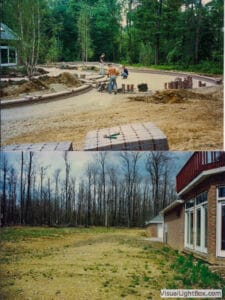 Before and Ongoing Images of a Hardscape Driveway