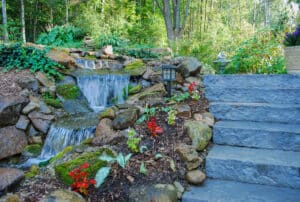 Water Feature Waterfall with Stone Stairs